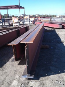 Steel beams destined for installation in the new Northside library building.
