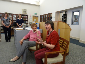 Emma Kaliterna, seated on left, with Librarian Mary Hanel, on right